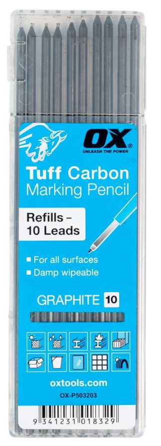 Pro Tuff Carbon Pencil Leads, Graphite Lead, 10 pack