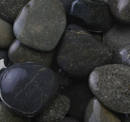 [OBEB2.18] Ornate Beach Pebbles Black Polished 2 - 3in - Bag